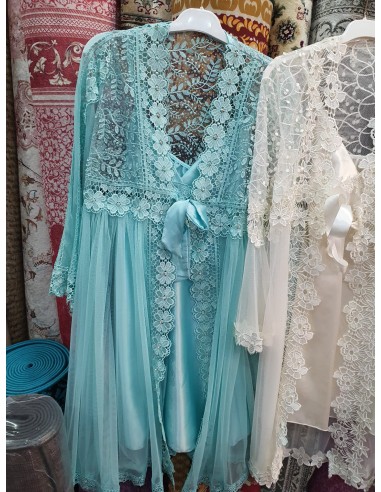 camison y bata turquesa
